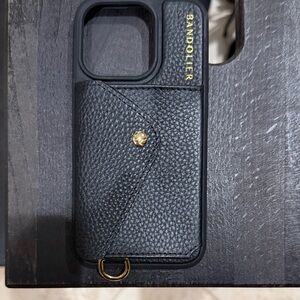 Bandolier Black Textured Phone Case with Gold Accents iPhone 15 Pro